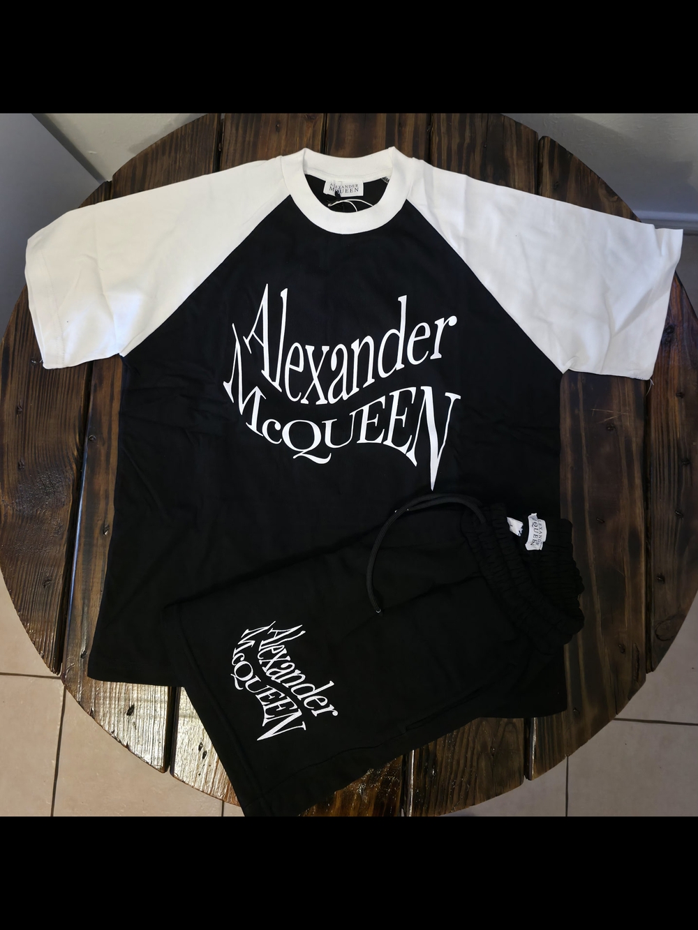 Alexander McQueen Black & White Logo Raglan Tee S-2XL